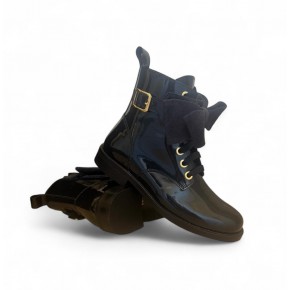 Leren lak veterboot - 8822 blu