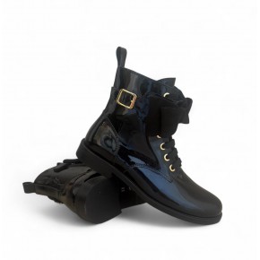 Leren lak veterboot - 8822 zwart