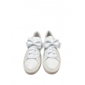 Witte leren sneaker met gouden detail - 1404SP