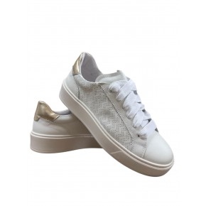 Witte leren sneaker met gouden detail - 1404SP