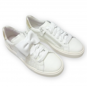 Witte leren sneaker met gouden detail - 1404SP