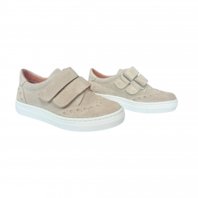 Beige suède klittenband sneaker - 8480Y