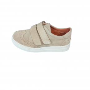Beige suède klittenband sneaker - 8480Y