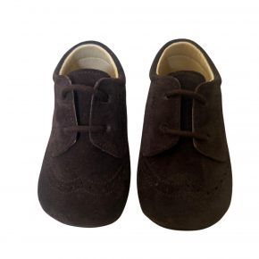 Donkerbruin suède veterschoentje - 4300